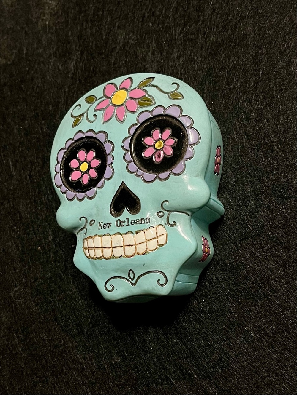Handmade Rare New Orleans Day Of The Dead Sugar Skull Trinket Box
